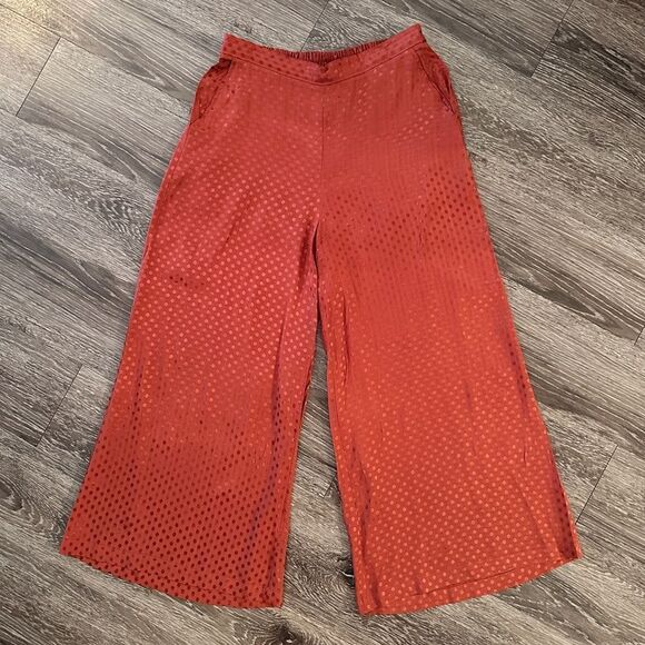 Dolan Rust Polka Dot Wide Leg Crop Pants - Picture 1 of 8